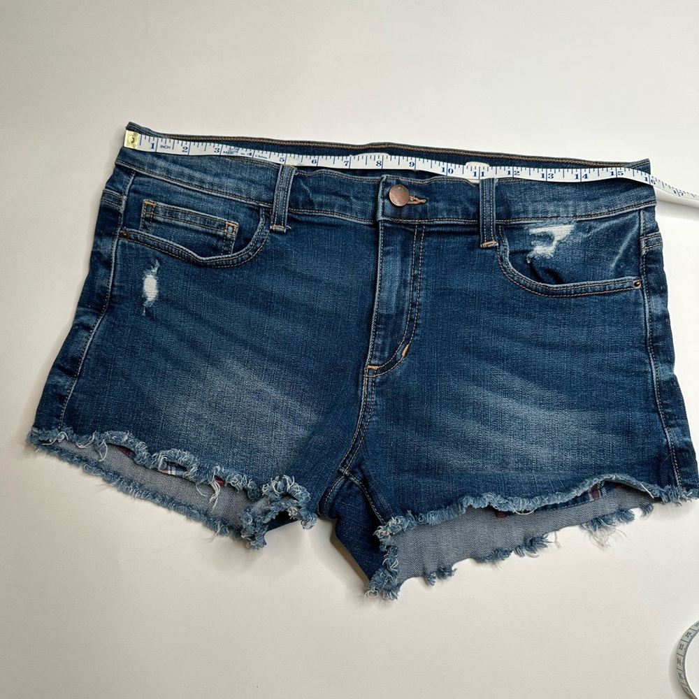 SP Black Stretch Denim Shirts with Plaid Peek-a-boo Pockets - Juniors L (4)